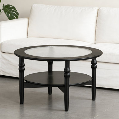 Tempered Glass Coffee Table Classic Cylinder Legs
