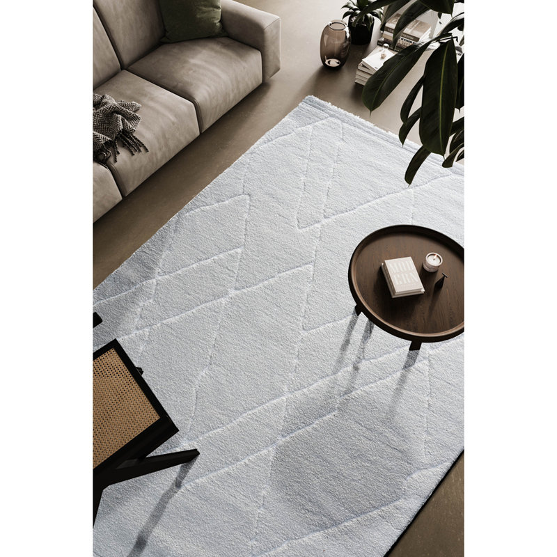Tapis ivoire en polyester recyclé Nina Madison, Rectangle 5 pi 3 po x 7 pi 6 po