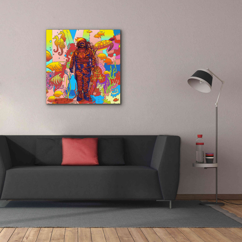 Deep Sea Diver par Howie Green - reproduction d'art sur toile tendue, H 37 po x l 37 po x P 1,5 po