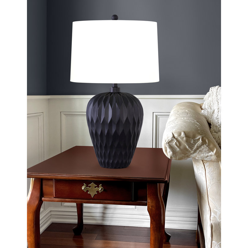 Lampe de table noire satinée 28 po Rasso