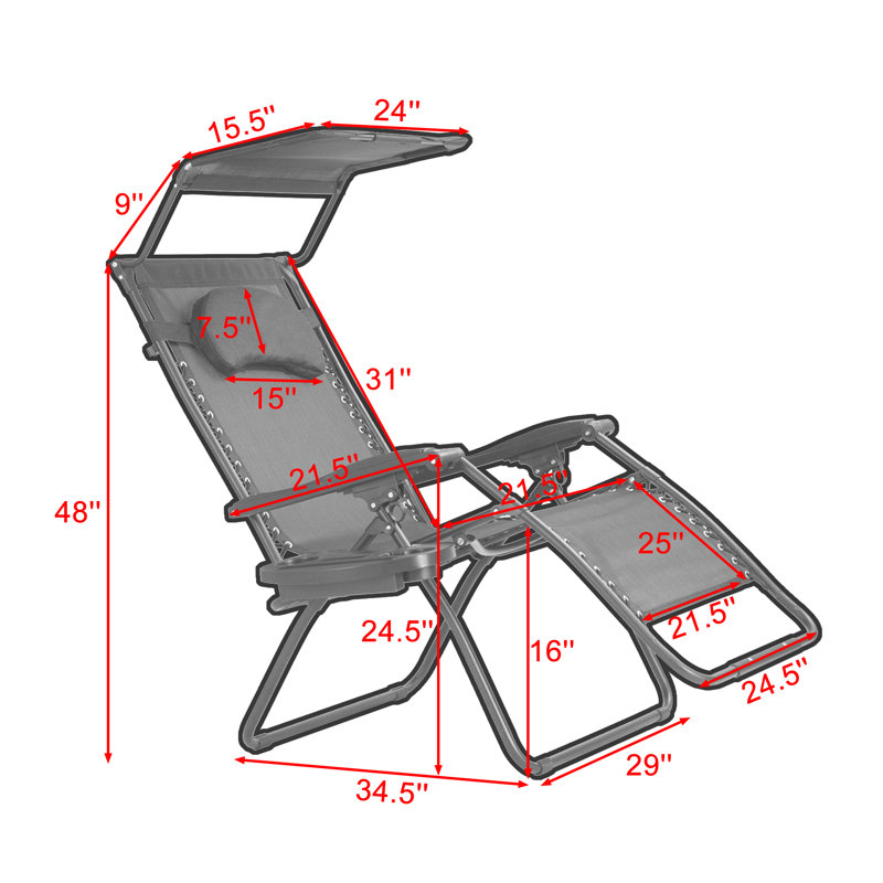 Chaise inclinable pliante zéro gravité, Noir / rouge vin