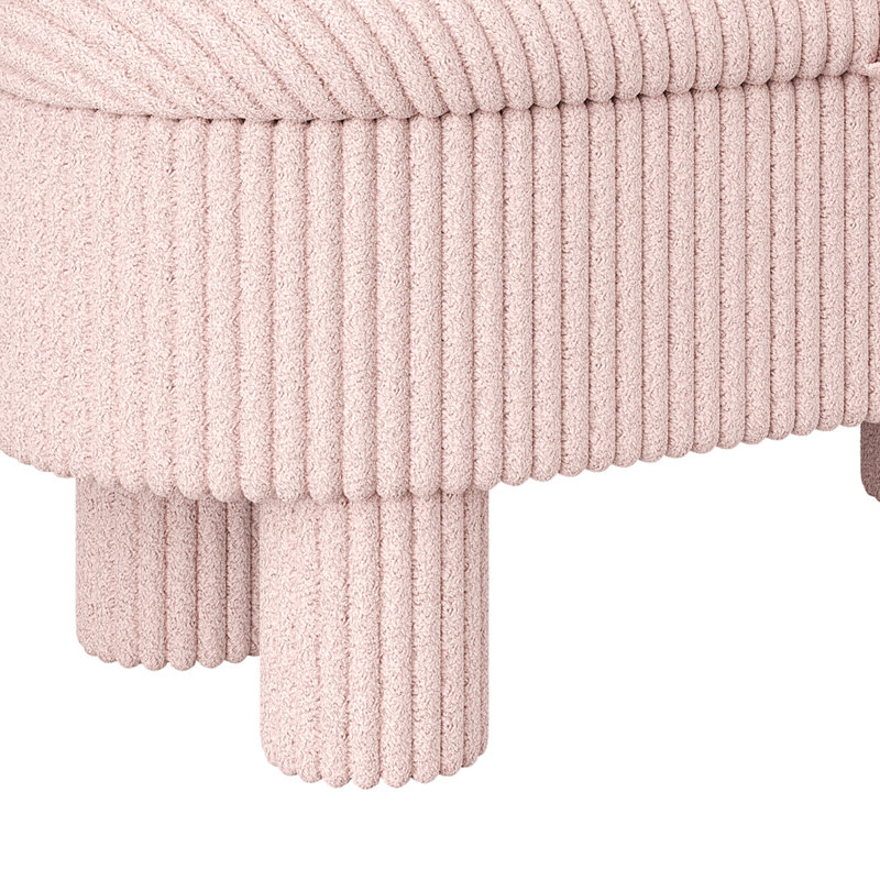 Repose-pieds moderne avec rangement en velours côtelé et banc pour le salon, Rose