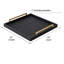 50.8cm Square Black Shagreen Leather Breakfast Ottoman Serving Tray
