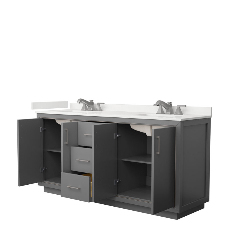 72'' W Double Vanity, WDX13332, Dark Gray, Brushed Nickel