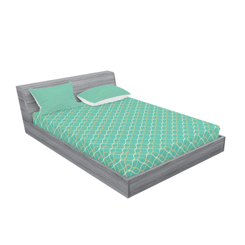 Microfiber Geometric Sheet Set, Queen Sheet Set with Fitted Sheet