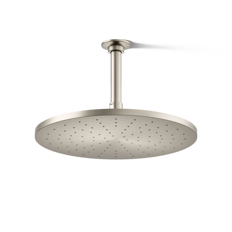 Pomme de douche ronde contemporaine à fonction unique 12 po, 2,5 gallons par minute, Nickel brossé éclatant