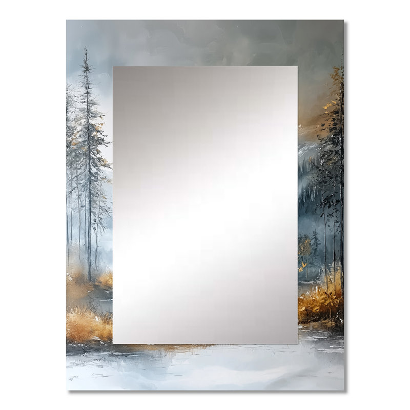 Parallel Peaks Of Abstract Mountain Landscape II - Minimalisme, miroir mural décoratif, art moderne imprimé en métal