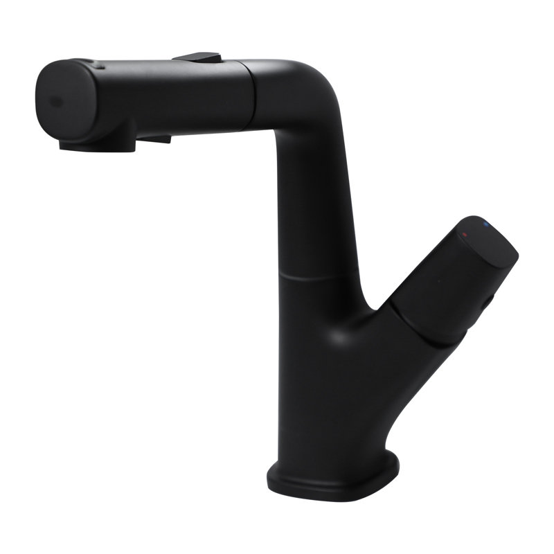 Bathroom Faucet with Pull Down Sprayer Stainless Steel Bathroom Pull Out Faucet with 3 Modes 360° Rotating to Switch Mode