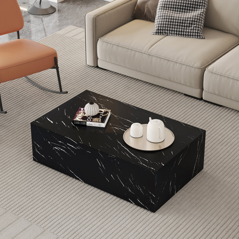 Table basse 39,3 x 23,6 x 11,8 pouces, texture de marbre noir - Créez une table de cadre de vie luxueuse, 39,3 x 23,6 x 11,8 pouces, polyvalente pour diverses scènes