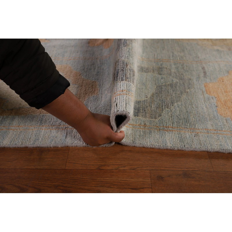 Vegetable Dye Blue Oushak Turkish Area Rug