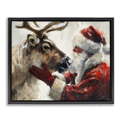 Cadre flottant traditionnel Père Noël et renne, design par Arlington Prints