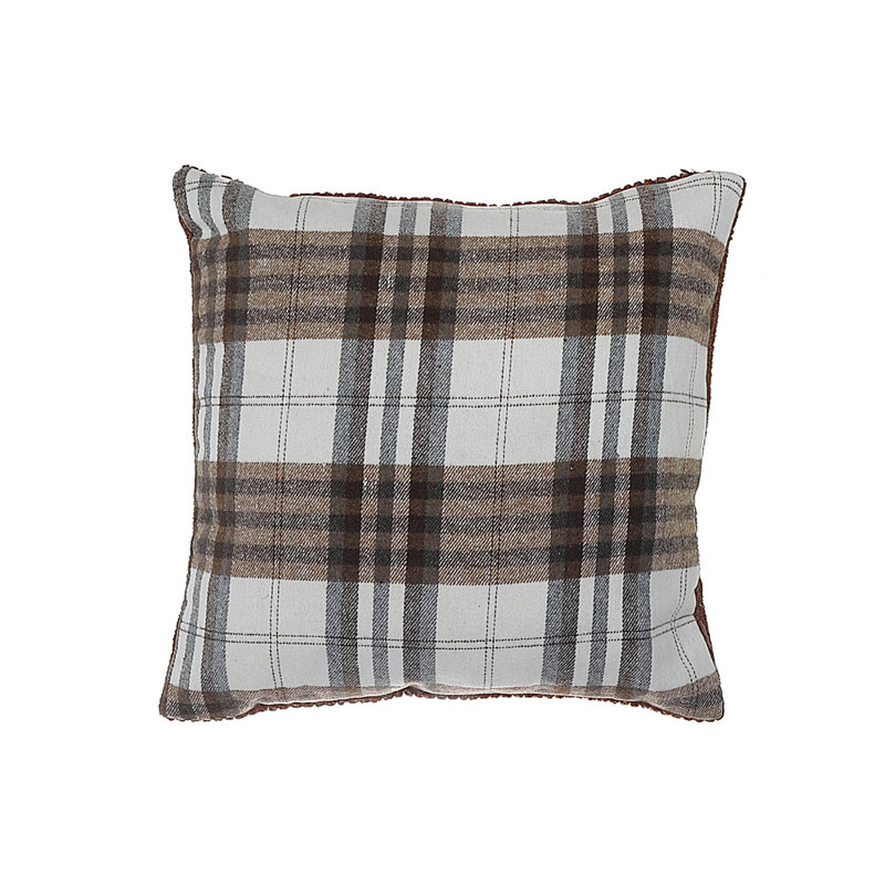 Coussin en polyester renne et arbre 18 x 18 - ensemble de 2, H 18 po x l 18 po, Brun / carreaux noirs, Carré