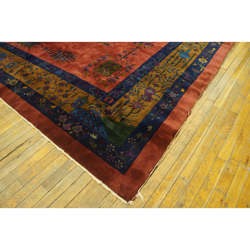 Tapis chinois déco noué à la main couleur rouge riche