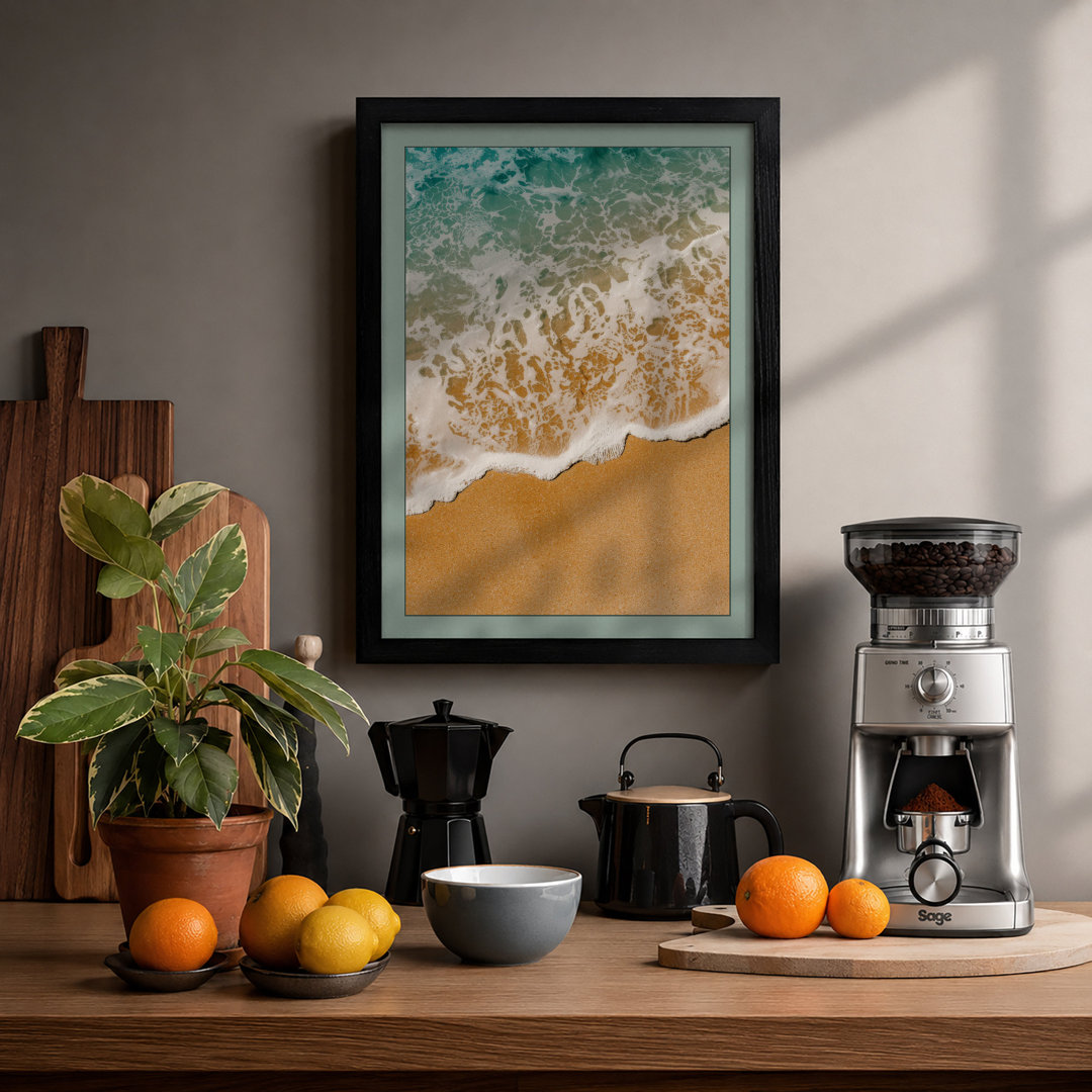 Turquoise Shoreline Coastal - Framed Print