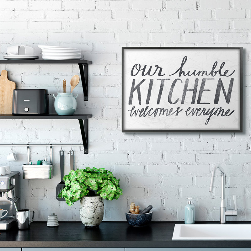 «Minimal Our Humble Kitchen Expression Text» par Katie Doucette - impression d'art graphique, H 24 po x l 30 po x 1,5 po