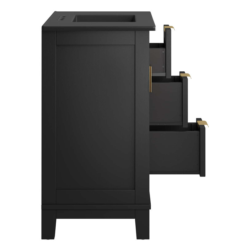 Meuble-lavabo sur pied simple 36 po avec plateau en céramique Modway, Noir