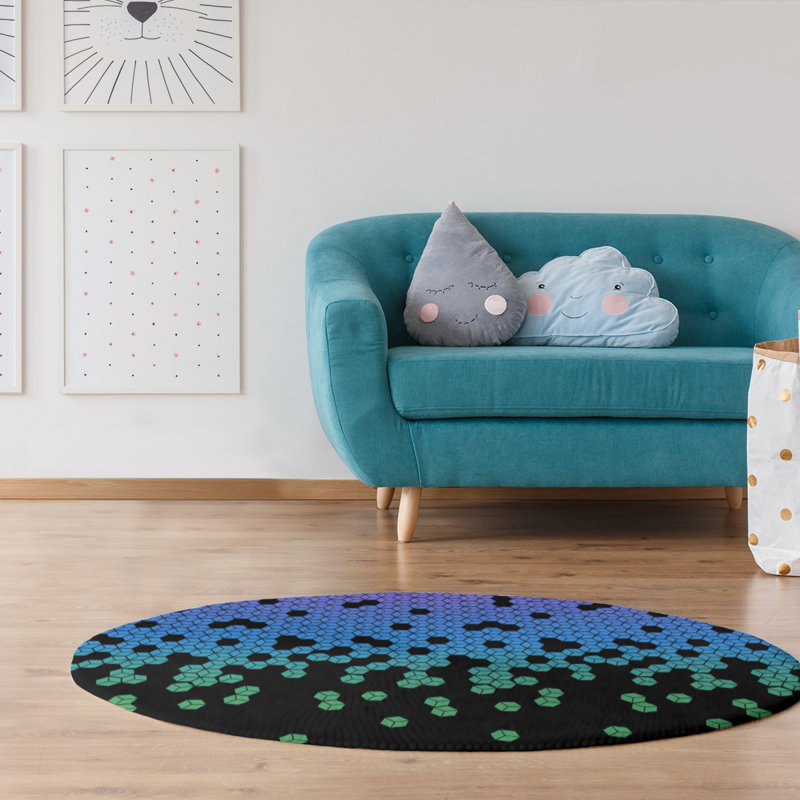 Chenille Geometric Indoor Rug, Round 5'