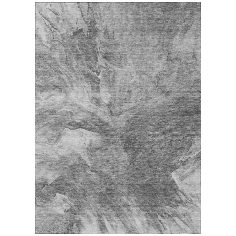 Tapis extérieur lavable abstrait gris anthracite 8 pi x 10 pi