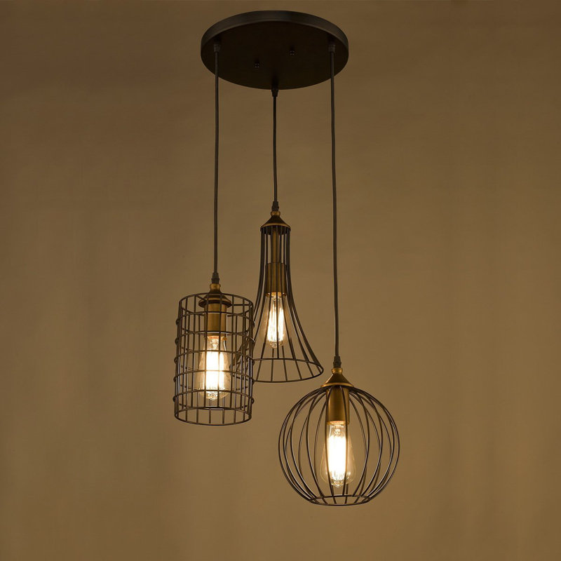 Luminaire suspendu géométrique 3 lumières grappe Tarsha