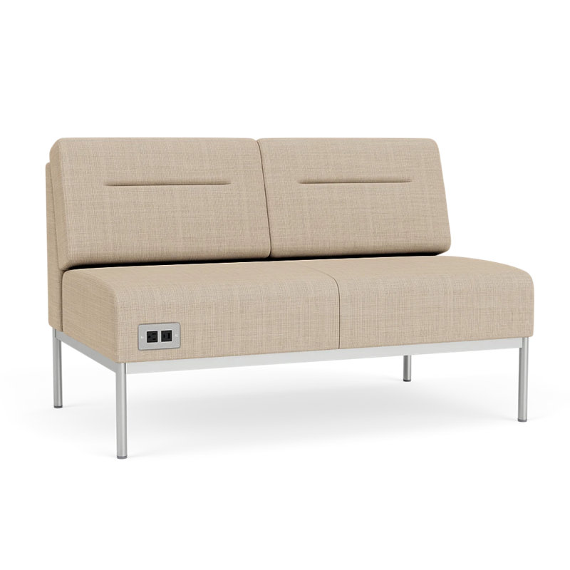 Causeuse Darsey, Avec alimentation, Argent argent, Chambray calcaire