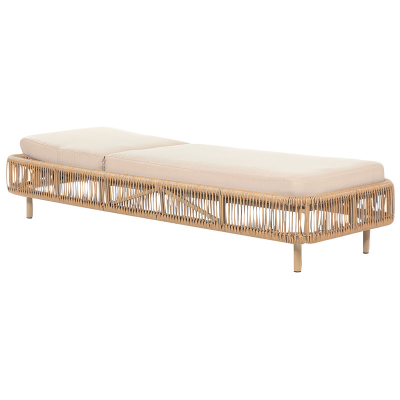 Brookman 190cm Long Reclining Single Chaise with Cushions, Natural, Beige