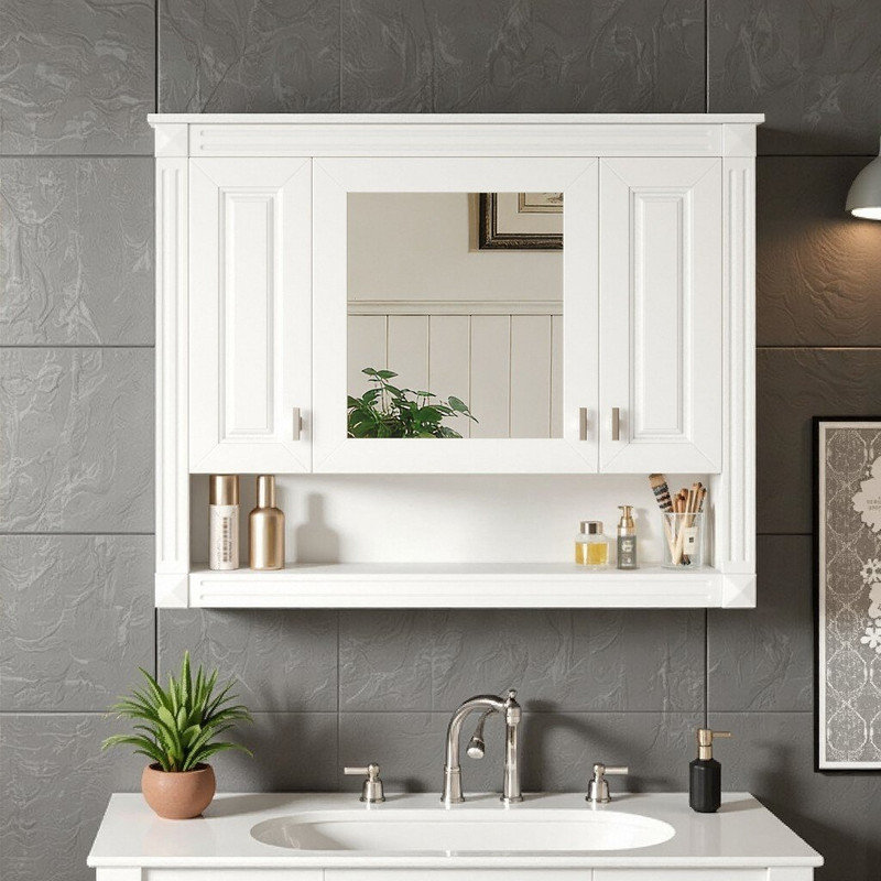 Space-Saving Wall-Mounted Medicine Cabinet With Mirror & Adjustable Storage
