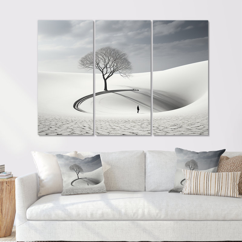 Paysage d'hiver, paysage photo IV - ensemble d'art mural sur toile paysage d'hiver, Toile tendue, H 32 po x l 48 po x P 1 po