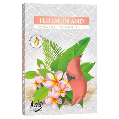 Floral Island Scented Tealight Candle with Glass Holder
