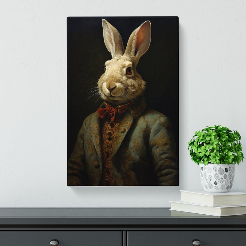 Rabbit Renaissance Art - Wrapped Canvas, 50cm H x 35cm W x 3cm D