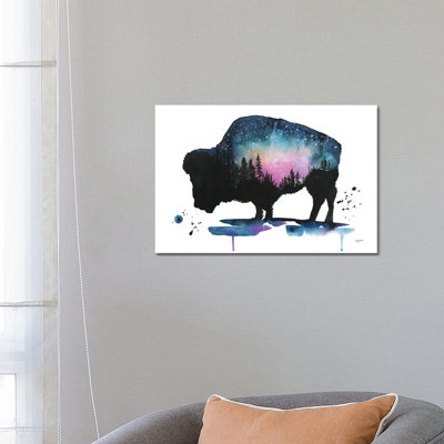 Galaxy Bison by Kelsey McNatt - Wrapped Canvas Painting