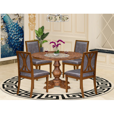 DCB422D303A042F786ACEBB4EF169130 5-Piece Dining Room Set Consists of a Dinner Table 4 dining chairs - Antique Walnut