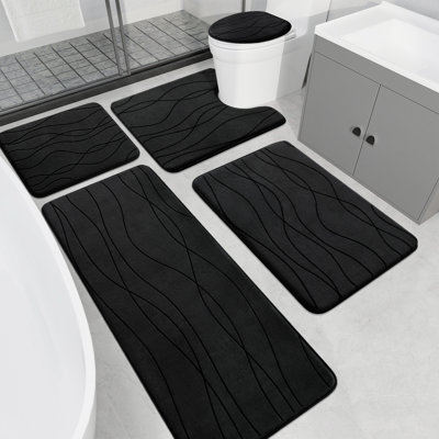 Ensemble de tapis de bain en mousse viscoélastique 5 pièces avec envers antidérapant et haute capacité d'absorption