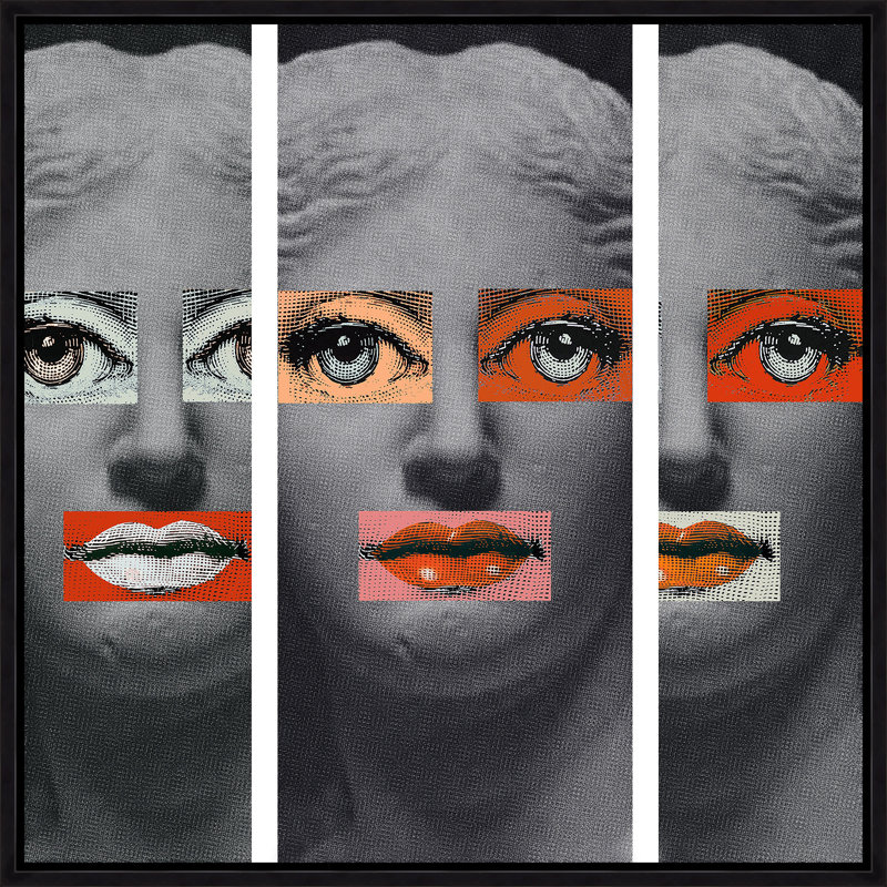 "Venus Triptych II" par Jeffrey Goodman - cadre flottant, impression sur toile, Image au pinceau gel, H 25,75 po x l 25,75 po