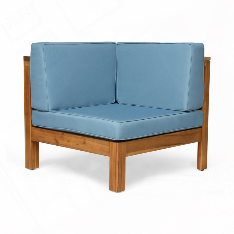 Outdoor Solid Wooden Loveseat, Blue, Teak