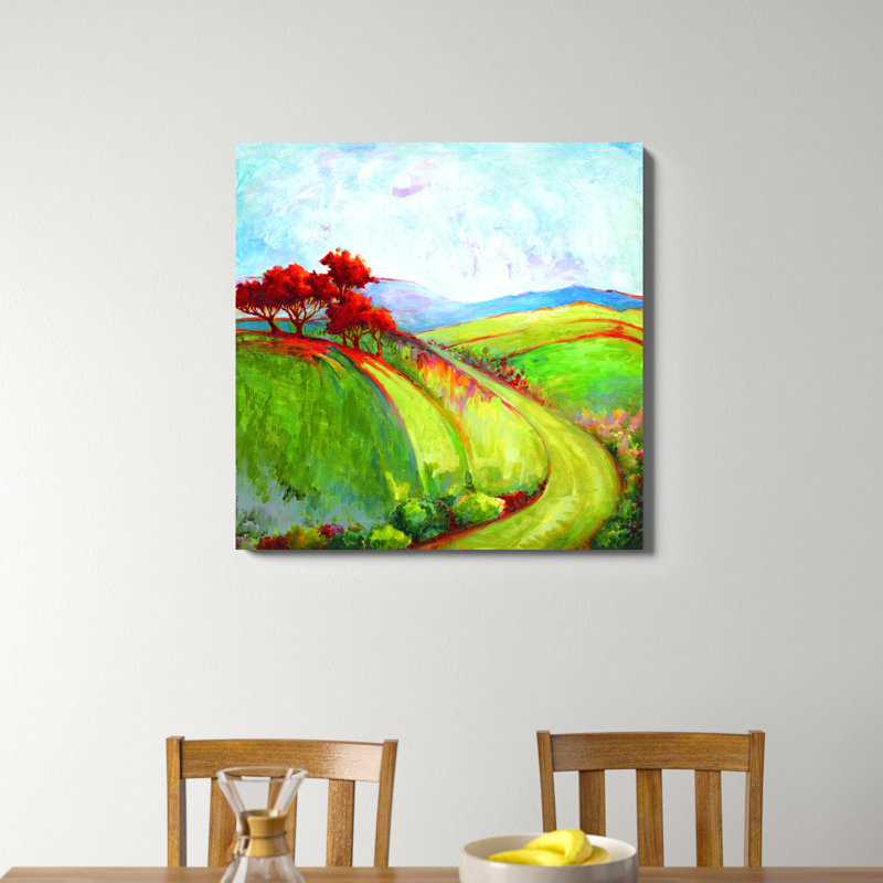 " Red Trees Landscape " Painting Print, 36" H x 36" W