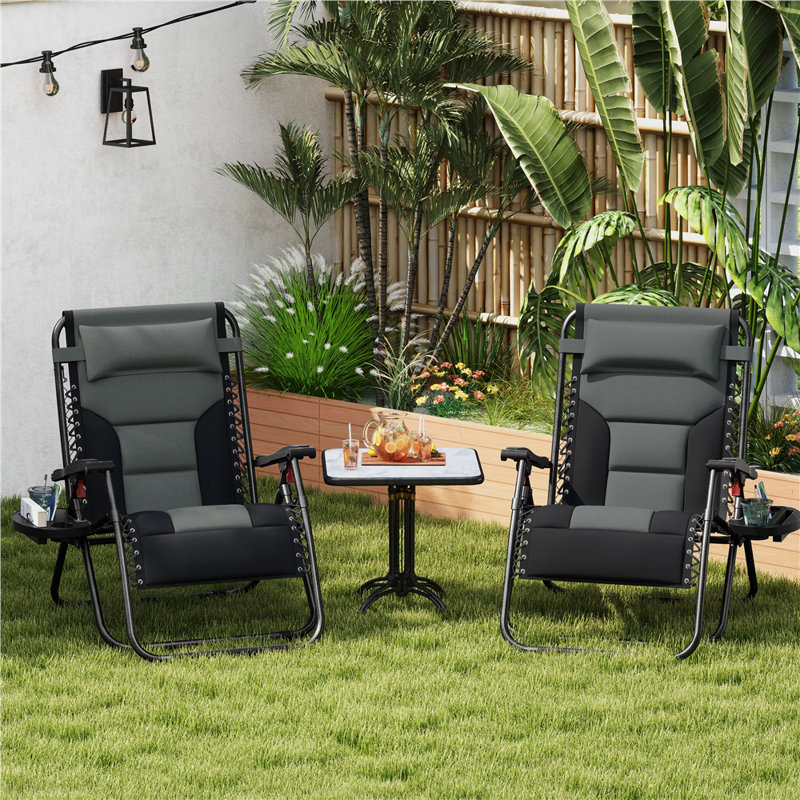 Color Folding Beach Chair, Grey/Black