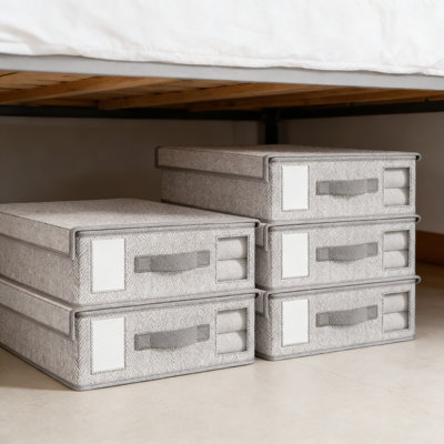 Bed Sheet Organizer And Storage Box Set - Foldable Linen Closet Organizers With Clear Window, Space-Saving Design For Queen And King Bedding Sets