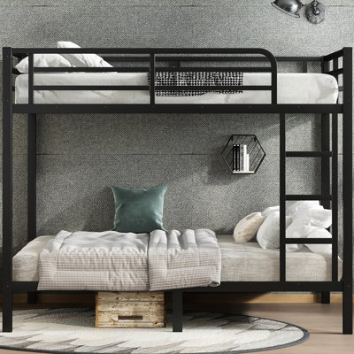 Metal Full Over Bunk Bed For Teens And Adults, Black Color, Space - Saving, Noise , Functional Under Storage Bed, Saving Solution, Sleep, Design With Rails, Simple Installation