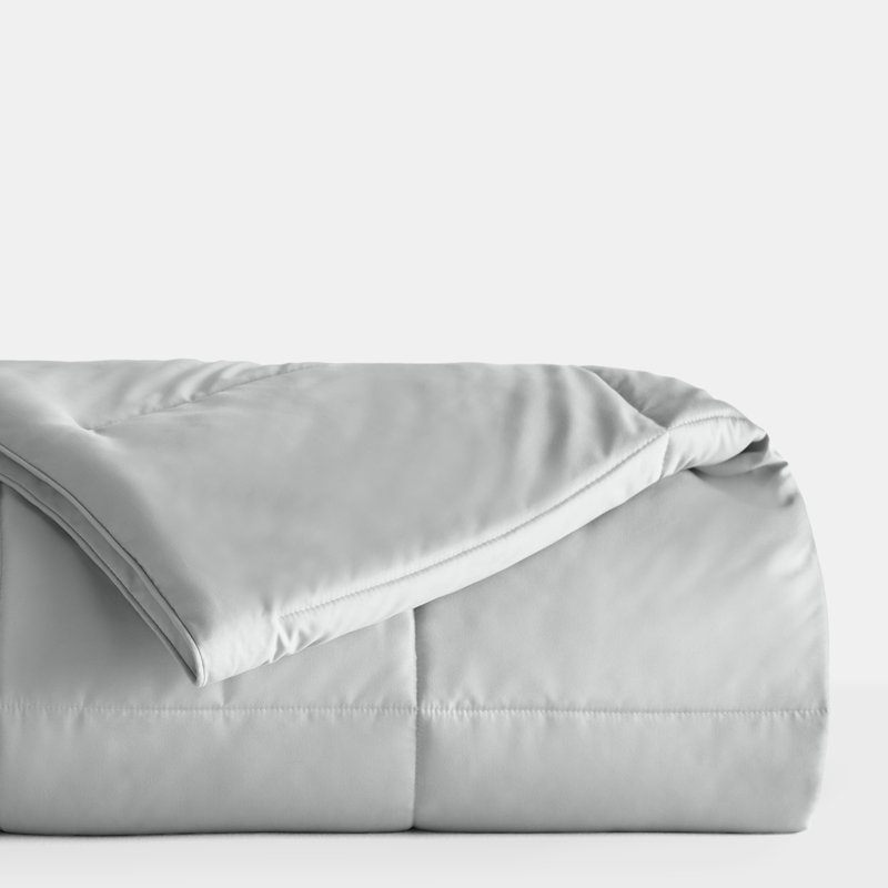 Édredon de couleur unie en microfibre légère toutes saisons en duvet synthétique ultra doux, Gris clair, Roi