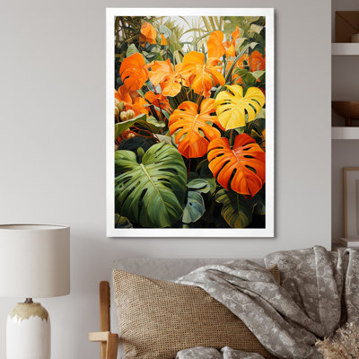 Feuillage tropical orange et vert II