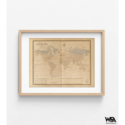 Température moyenne à travers le globe, lignes isothermes par cartes rétro, carte du monde, art mural très grand couloir, décor de salon terre