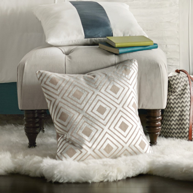 Lisajo Sequined Feather Linen Throw Pillow, 18" x 18", Silver