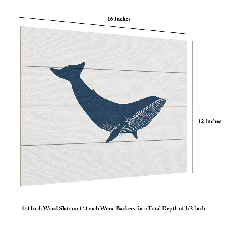 Menina Lisboa Blue Whale Wood Slat Art, H 12 po x l 16 po