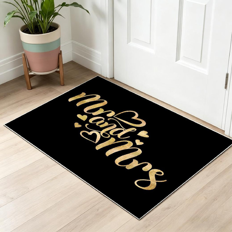 Tapis noir lavable à la machine Valentin