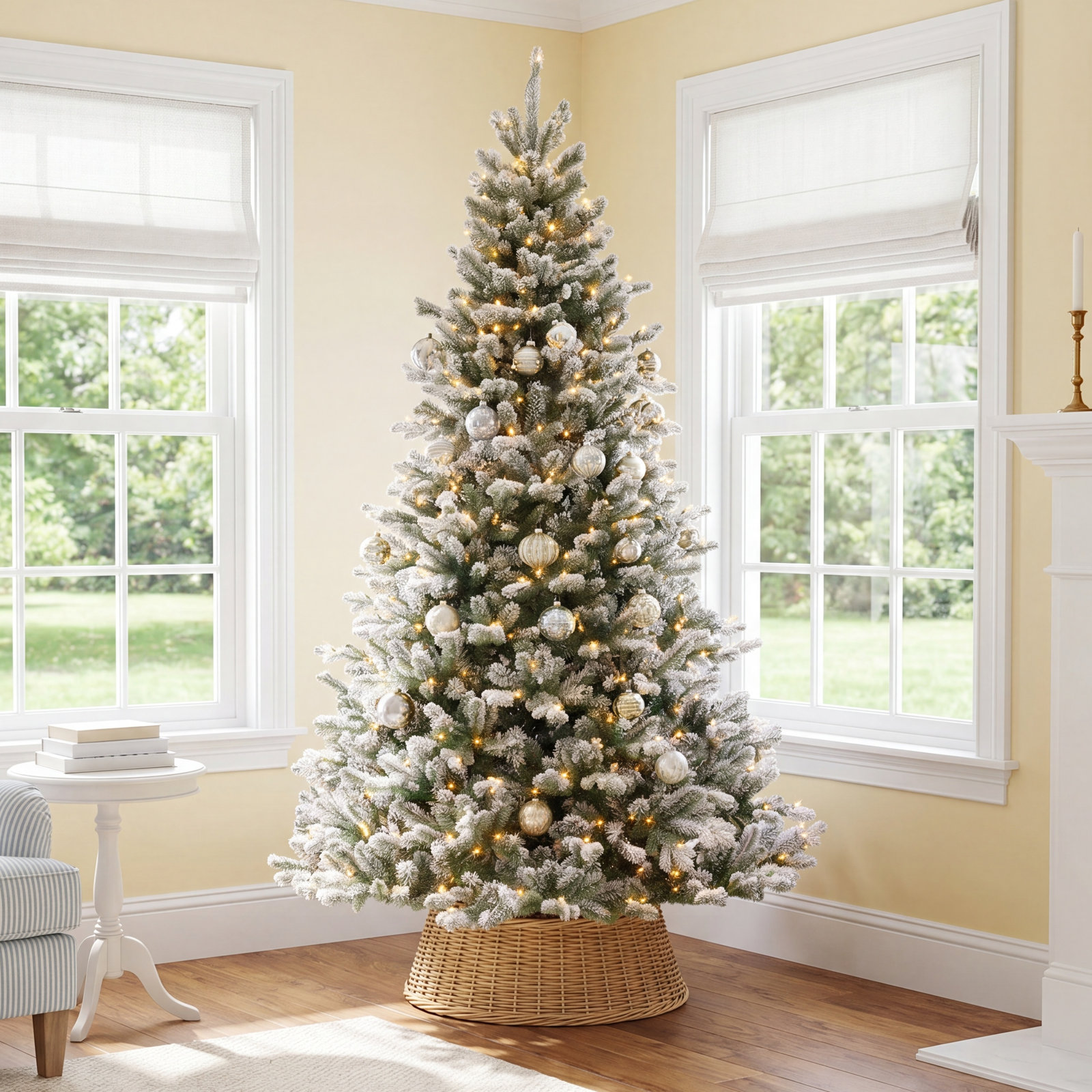 White 7.5' Pre-Lit Spruce Tree