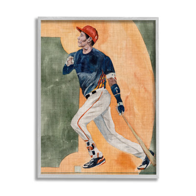 «Baseball Player Sports», peinture encadrée sur bois par Melissa Wang, peinture