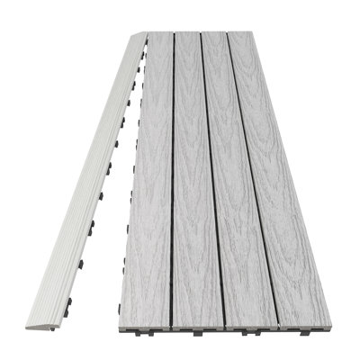 2 in. x 36 in. Quick Deck Composite Deck Tile Straight Fascia in Icelandic Smoke White
