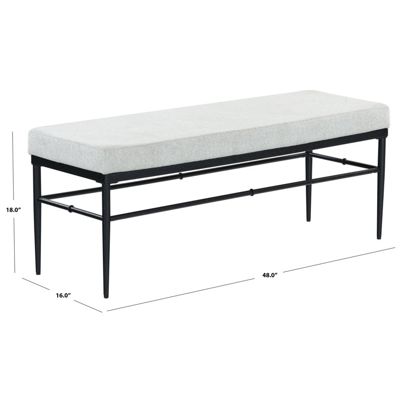 Theabella Upholstered Bench, Light Gray