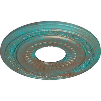 Médaillon de plafond Endurathane Shakuras, DE 19 3/4 po x P 1 3/8 po (pour auvents jusqu'à 5 po), finition dorée de pharaons peinte à la main