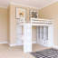 Lit mezzanine double blanc avec grandes tablettes, bureau et lumière DEL blanche-2040362450-2040362453